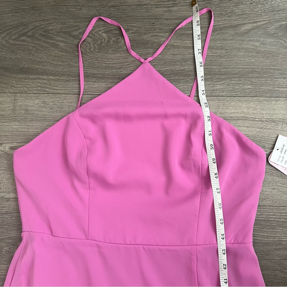 LOVELY Diamond Halter Maxi Dress Size 12 Orchid Pink Lux Chiffon Side Slit NWT - Picture 10 of 10
